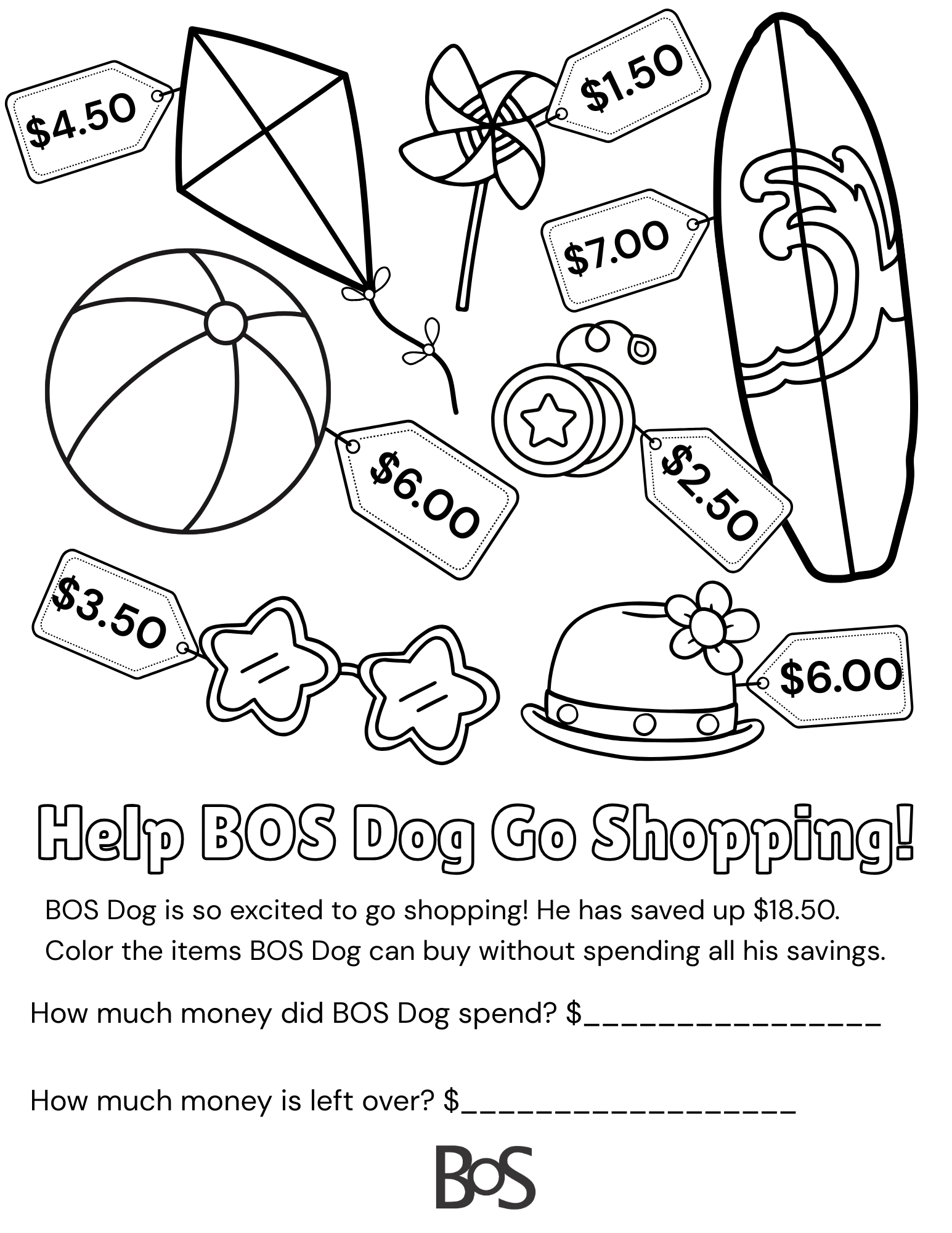 Help BOS Dog Go Shopping worksheet